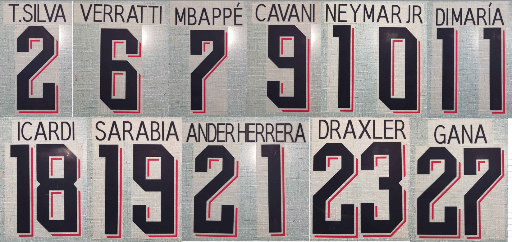 

2019-2020 U3rd away ANDER HERRERA GANA T.SILVA VERRATTI MBAPPE CAVANI DI MARIA NEYMAR JR ICARDI SARABIA nameset patch badge
