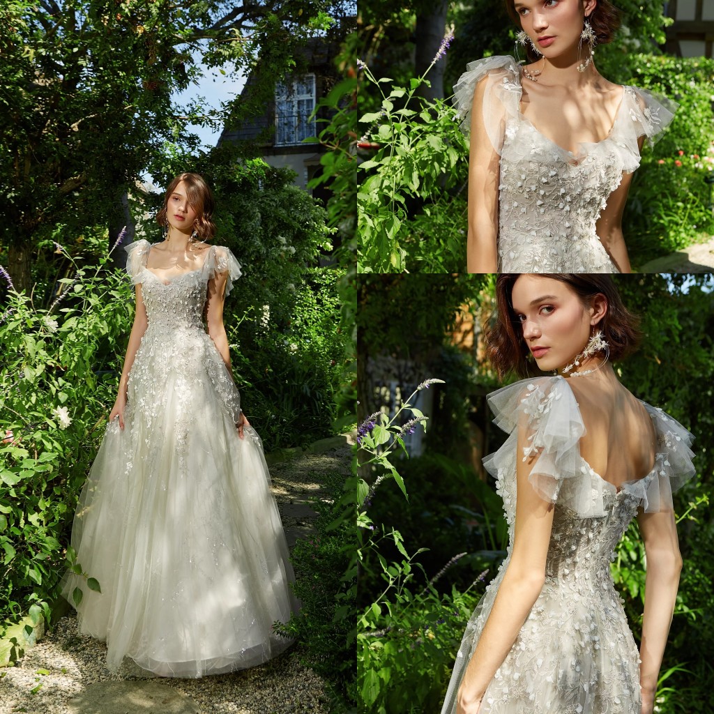 

2020 Lace Wedding Dresses V Neck Sleeveless Appliques Beads Bridal Gowns Backless Sweep Train A Line Wedding Dress Robe De Mariee, Pink