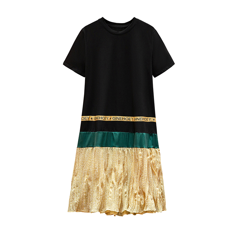 

2020 Sunmer Fashion contrast Dress Large Plus Size T Shirt Dress Sport Fashion Casual Loose clothes women Streetwear Big, Multi