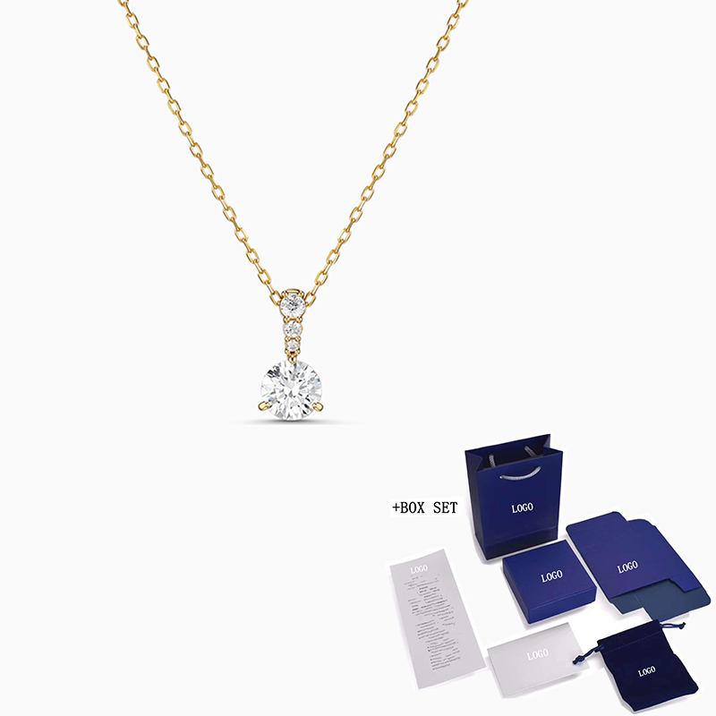 2020 Bijoux Fashion SWA New SOLITAIRE PENDENTIF Collier en or classique intemporel Décoration Cristal Femme Romantique Cadeau