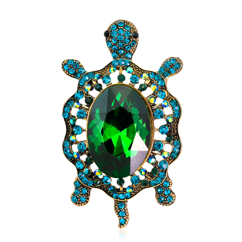 

Wholesale Women's Fashion Natural Insect Animal Lovely Alloy Rhinestone Turtle Tortoise Brooch Pins Women Girls Free Shipping