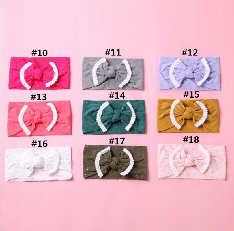 

19Colors Gold Dot Wide Nylon Turban Headband Cute Newborn Headband ,Baby knot headwraps,Baby Girls Fall Winter Hair Accessories, Multi