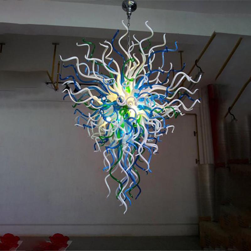 

Luxury Chandeliers Blue Color Hand Blown Glass Art Lighting Fixture Flower Murano Hanging Glass Chandelier Light