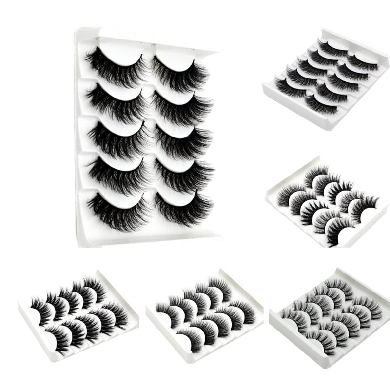 

5 Pairs 3D Faux Mink Hair False Eyelashes Natural Long Eye Lashes Set Soft Handmade Makeup Beauty Extension Tools