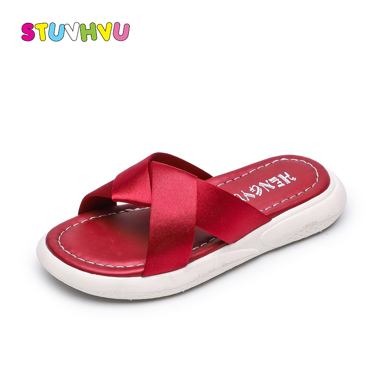 

Girls Slippers Leather Shoes 2020 Summer New Non-slip Soft Bottom Kids Shoes Toddler Girls Sandals Outdoor Children Slippers, Red