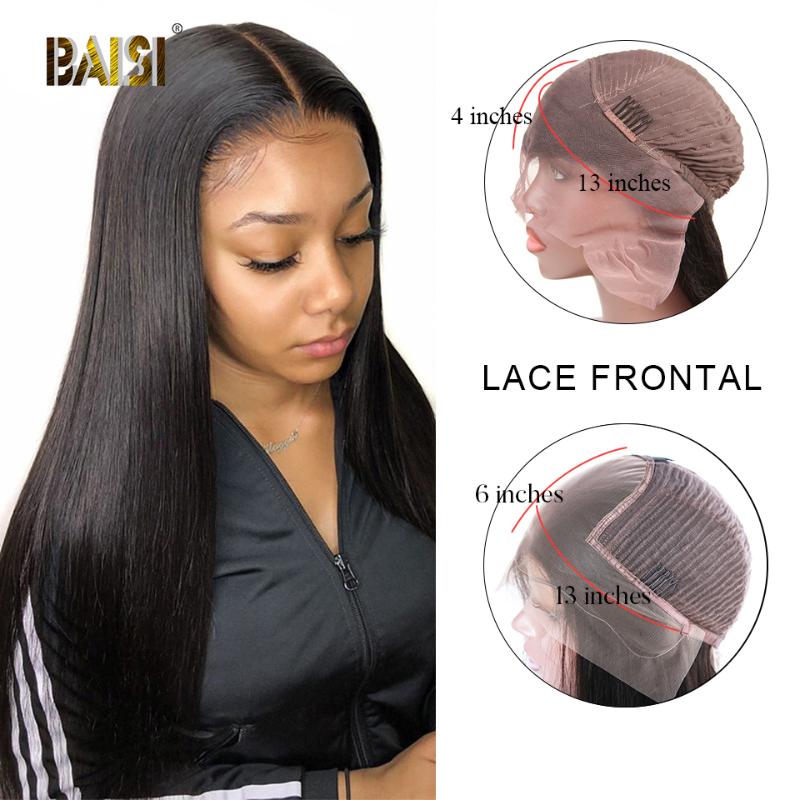 

BAISI Straight Lace Frontal Wig Lace Front Human Hair Wigs With Pre-Plucked Hairline Human Hair Wig Straight Wigs, As pic