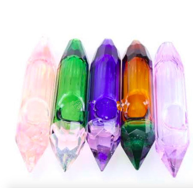 

Newest beautiful USA popular fashion crystal glass tobacco smoking pipe protable thick heady glass spoon pipe for smoking dry herb