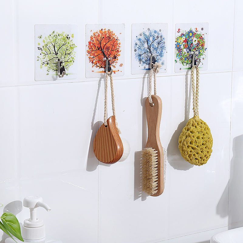 

Key & Decorative Hooks Four season tree hook strong punch-free glue hook bathroom door kitchen wall paste no trace