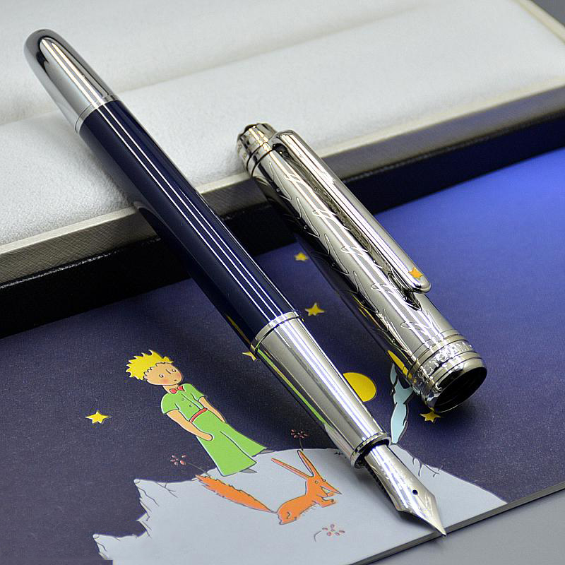 

luxury pens style Petit Prince 163 Roller ball ballpoint pen high quality Blue brown precious resin Fountain Stylo with box, As picture show