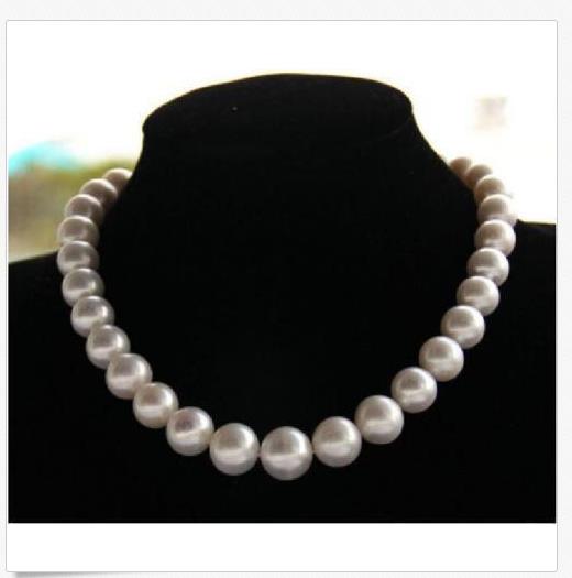 Huge 13-15mm natural tahitian south sea white pearl necklace 18" 14k-image-435844102