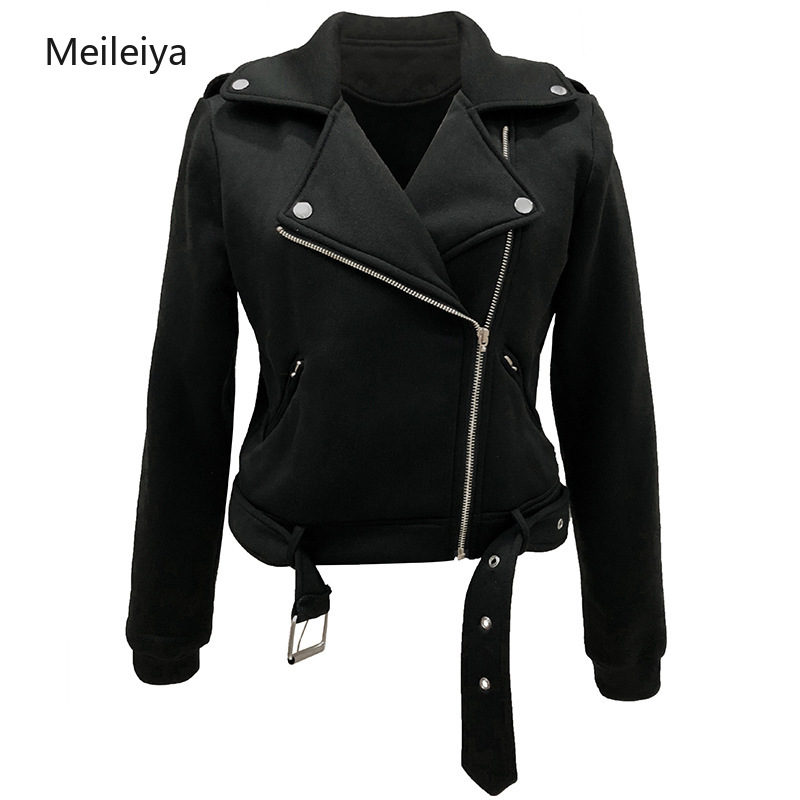 

Solid Black Short Jacket Coat Spring Autumn Women Jacket Turn Down Collar High Street Fashion