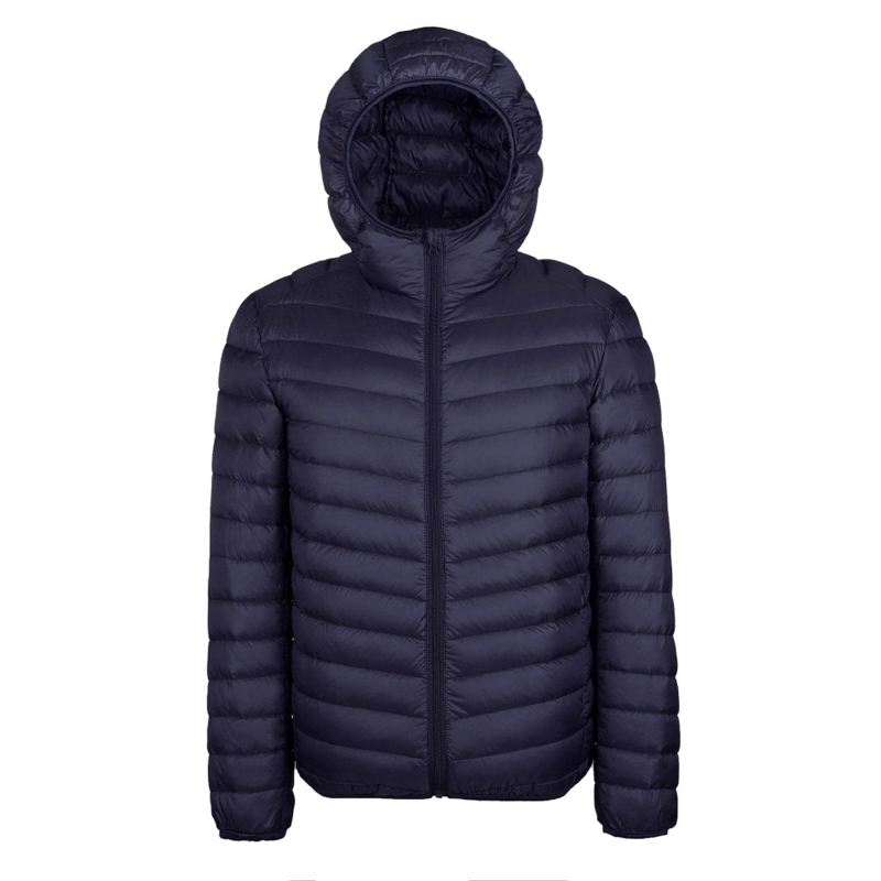 

2017 winter jacket men ultra thin light Hooded duck down jacket collar solid for male Outerwear coats EU size -3XL, No cap black