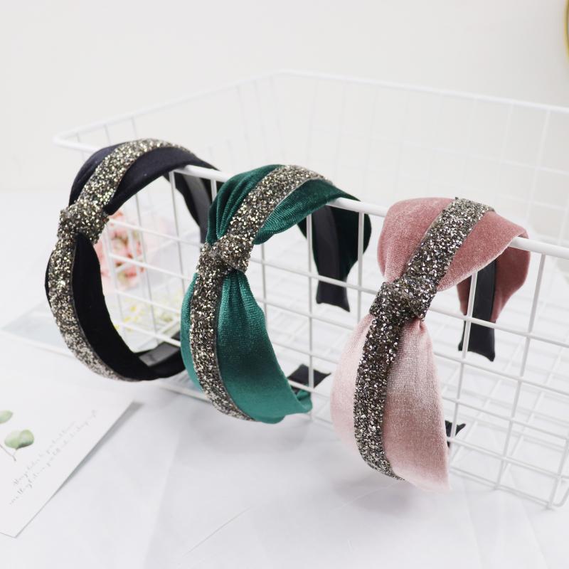 

New Fashion Women Hairband Wide Side Rhinestone Headband Adult Soft Turban Non-slip Teeth Hair Band Girls Hair Accessories