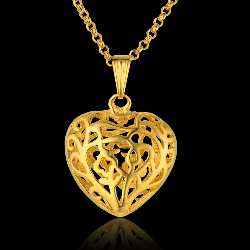 

Heart Pendant Necklace Gold Color Vintage Choker Necklace Women Gift