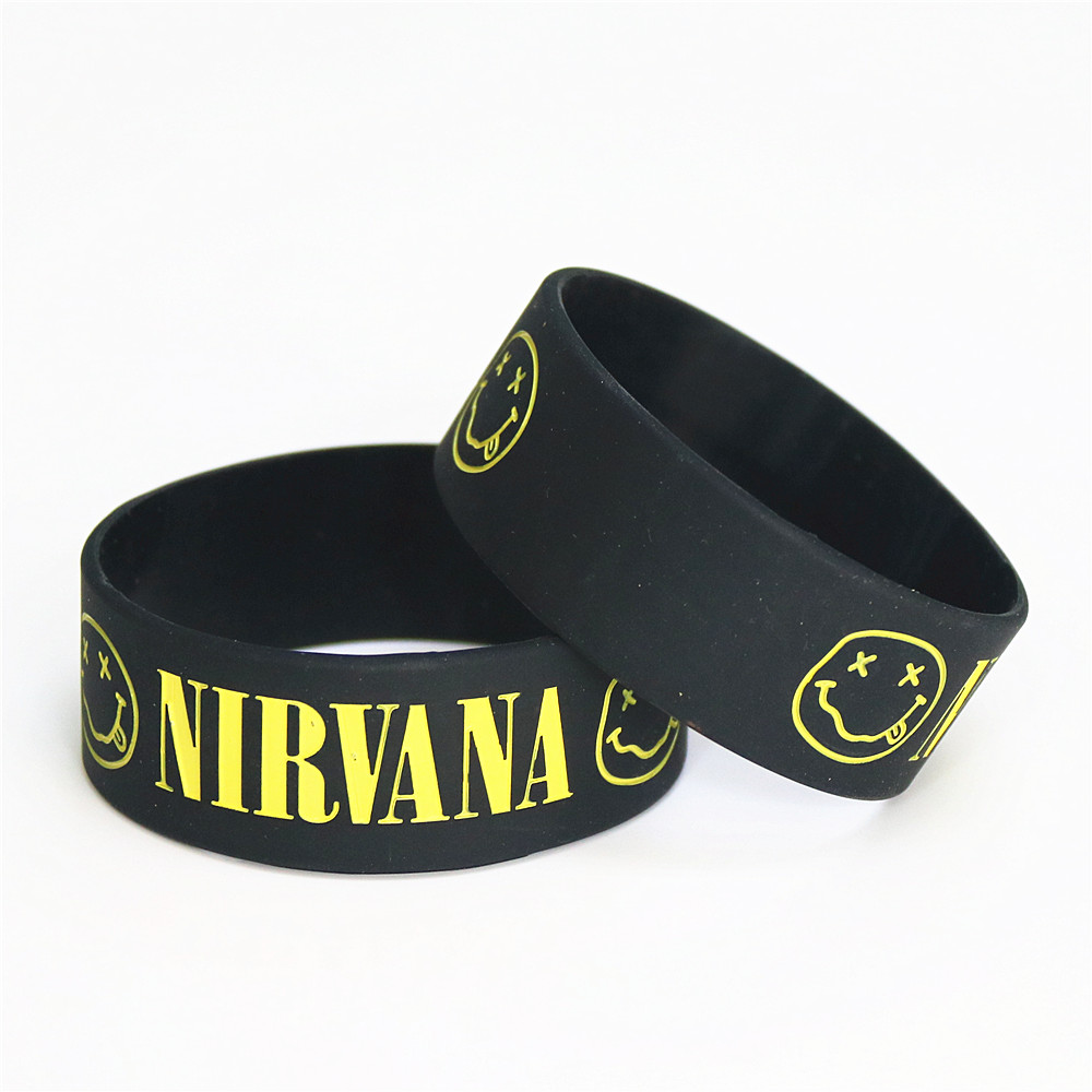 

Hot Sale 1PC NIRVANA Silicone Wristband Band Wide Silicone Rubber Bracelets & Bangles Music Fans Women Men Jewelry Gifts SH069