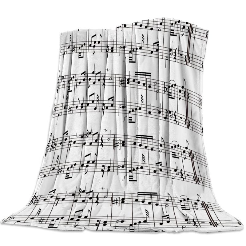 

Soft Warm Coral Fleece Blanket Tab Music Note Black White Winter Sheet Bedspread Sofa Throw Light Thin Flannel Blankets
