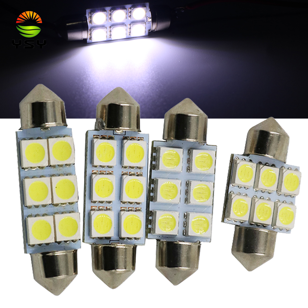 

YSY 20pcs Festoon 31mm 36mm 39mm 41mm LED Bulb C5W Super Bright 6SMD Auto Interior Doom Lamp Car Styling Light 12v white, As pic
