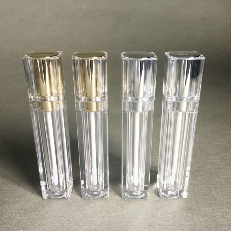 

Wholesale 8ML Plastic Lip Gloss Packaging Containers Gold Silver Square Clear Lip Gloss Tube Liquid Lipgloss Refillable Bottles Containers