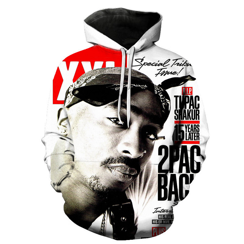 

2020 90s rapper 2pac / 3D Printed Men Hoodie Harajuku Street Hip Hop Sweatshirt Unisex Casual hoodies Tops 4843, Beige