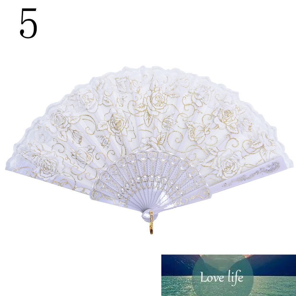 

Party Wedding Prom Lace Fabric Silk Folding Hand Held Dance Fans Flower