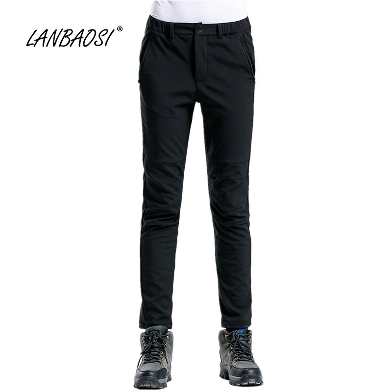 

LANBAOSI Women' Climbing Pants Softshell Mountain Hiking Outdoor Sport Camping Pants Breathable Thermal Windproof Pant, Black