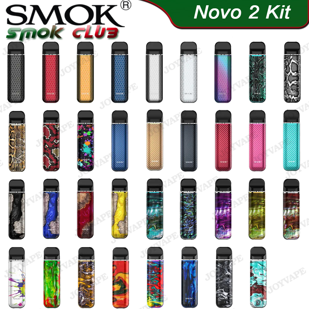 

SMOK NOVO 2 Kit Draw-activated Pod System All-in-one Starter Kit Buil-in 800mAh with 2ml Mesh 1.0ohm & DC 1.4ohm MTL Pods Cartridges, Iml cobra new colors mixed