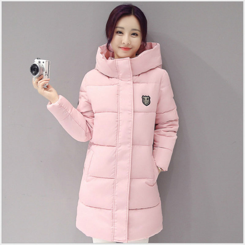 

Fashion Down jacket woman hooded coats white pink Thicken warm winter snow long womens jackets overcoat women coat, Black
