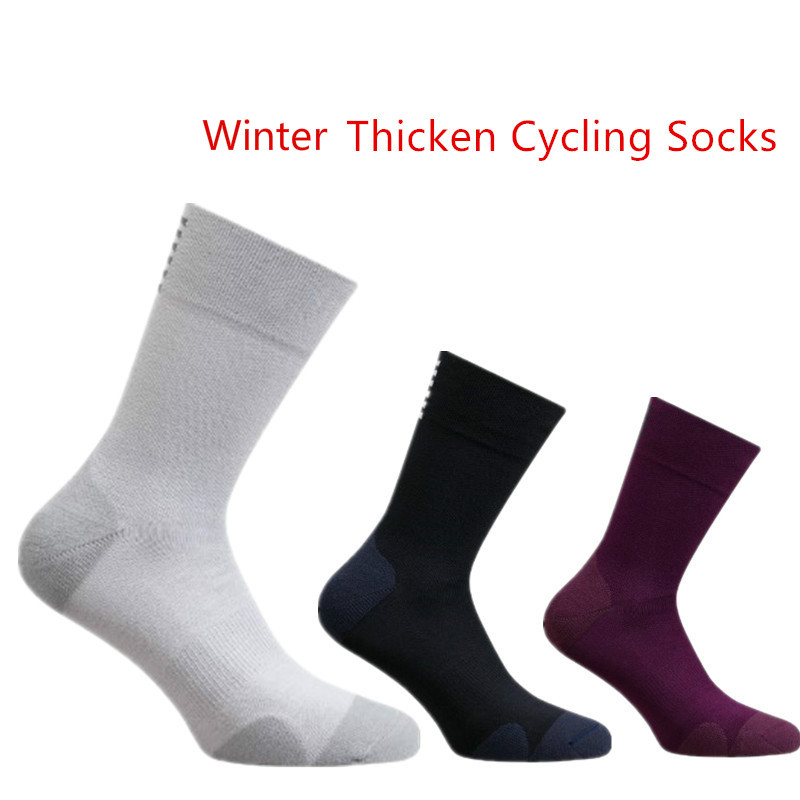 

Autumn and Winter Thicken Cycling Socks Men Rapha Outdoor Sport Keep Warm Professional Competition Road Bike Socks, Black
