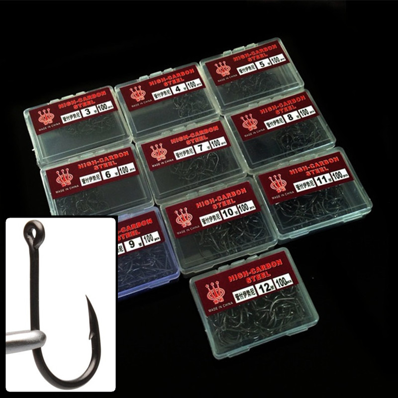 

1000pcs/10box 3#-12# Black Ise Hook High Carbon Steel Barbed Fishing Hooks Fishhooks Carp Fishing Pesca Fishing Tackle Accessories 001