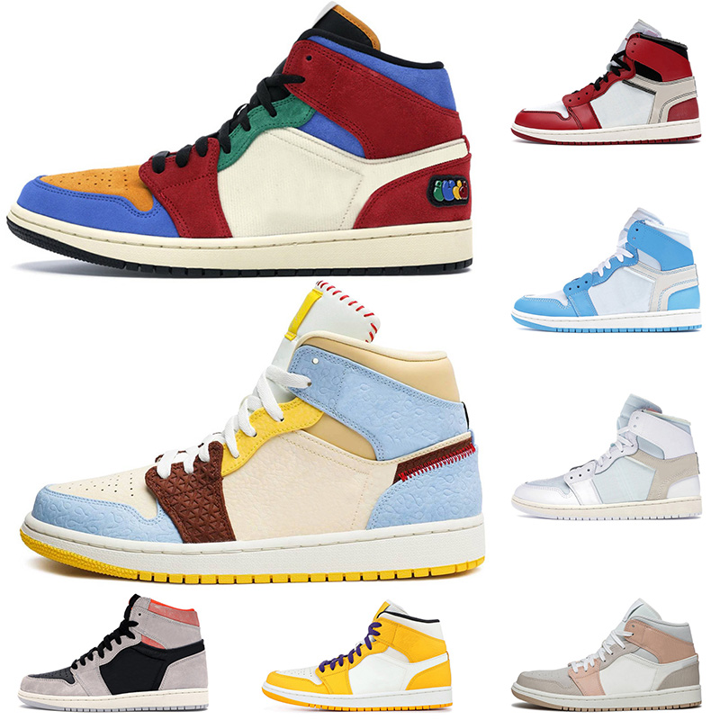

2020 Top Quality Jumpman Womens Mens Basketball Shoes 1 1s Shattered Backboard SE Fearless Blue the Great FEARLESS mens trainers sneakers, 34 suede twist