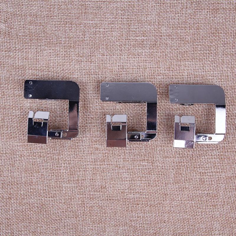 

3pcs/set Hemming Cloth Strip Presser Foot Sewing Machine Rolled Hem Foot Metal Embroidery Darning Domestic Sewing Kit Accessory