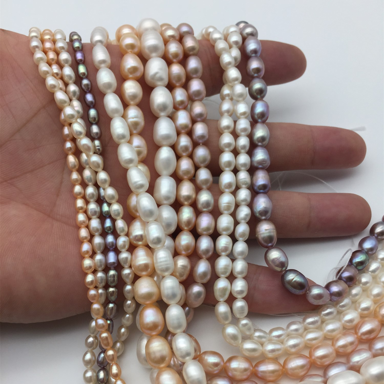 14 mm Gris riz collier de perles 34/" Long Collier
