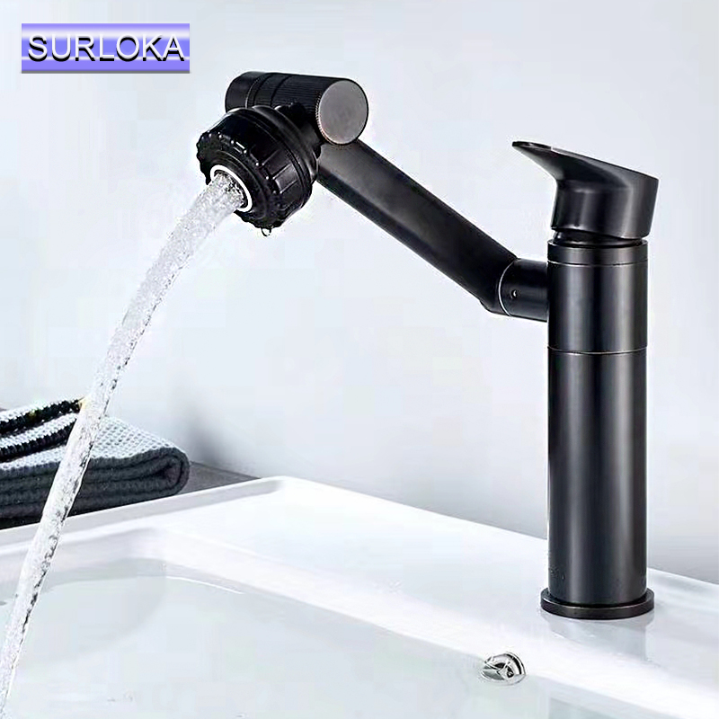 

Free Shipping Basin Sink Faucet 360 Degree Rotation Kitchen Faucet Bathroom Hot Cold Mixer Water Taps Single Handle Brass Tap