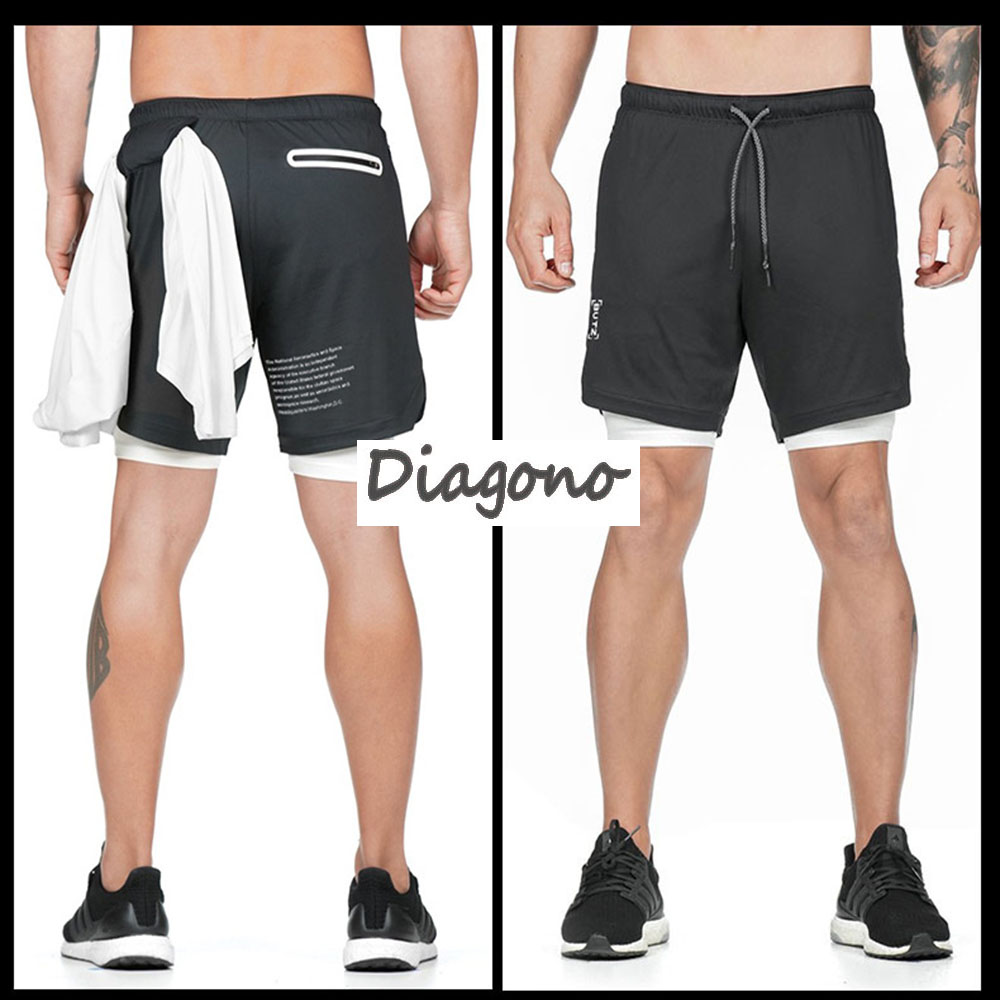 

New Summer Sports Shorts Men's Holiday Two-piece Five-cent Pants, Black