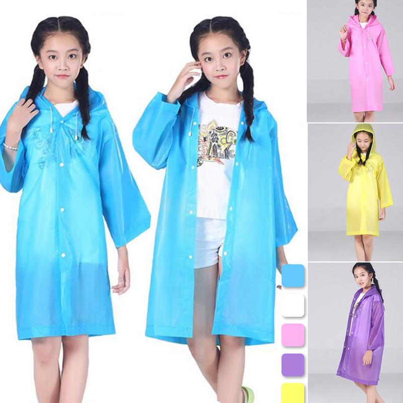 Kids Rain Coat Poncho Long Transparent Plastic Raincoat Cover Waterproof Hooded Rainwear Student Children Girl Boy Rain Jacket lQQbB