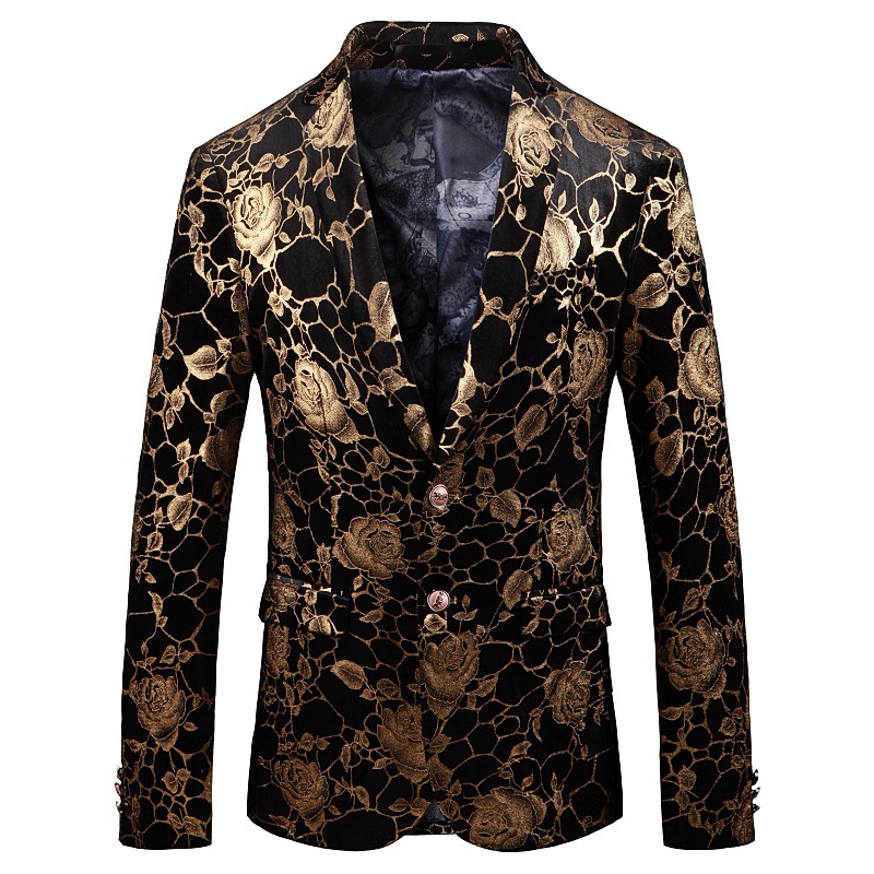 

Plus-sized Men'S Wear Slim Fit Small Suit Fashion Printed Single Breasted Stage Wear Men's Suit Jacket, Picture color