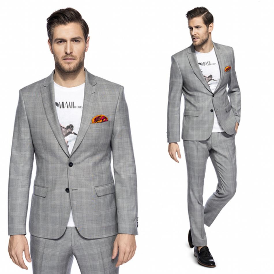 

2020 Summer Mens Suits Custom Made Wedding Tuxedos Pinstripe Two-Button Peaked Lapel Groom Wear Trim Fit Business Suit Jacket+Pants, Navy