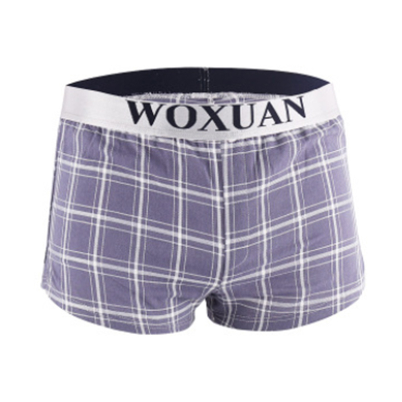 

New Men's Underwear Boxers Shorts Casual Cotton Sleep Underpants High Quality Brands Plaid Loose Comfortable Homewear Panties, Black
