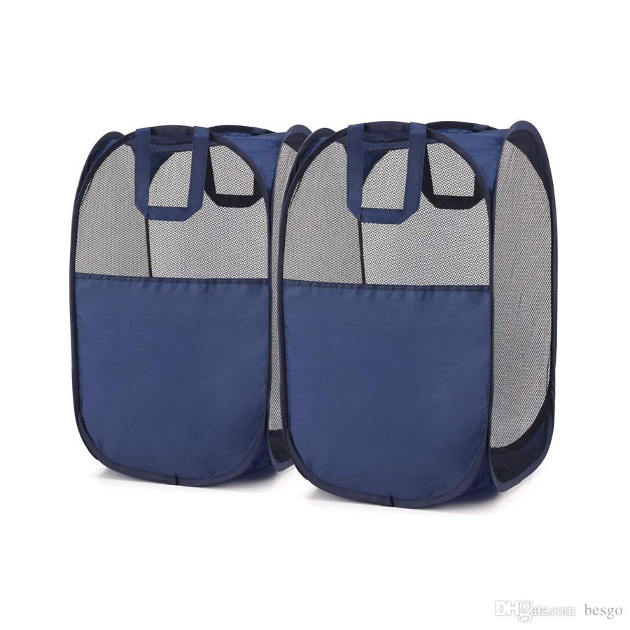 

Wholesale Pop Up Washing Clothes Laundry Basket Bag Foldable Mesh Storage Toy Container Organization Home storage Household DH1225