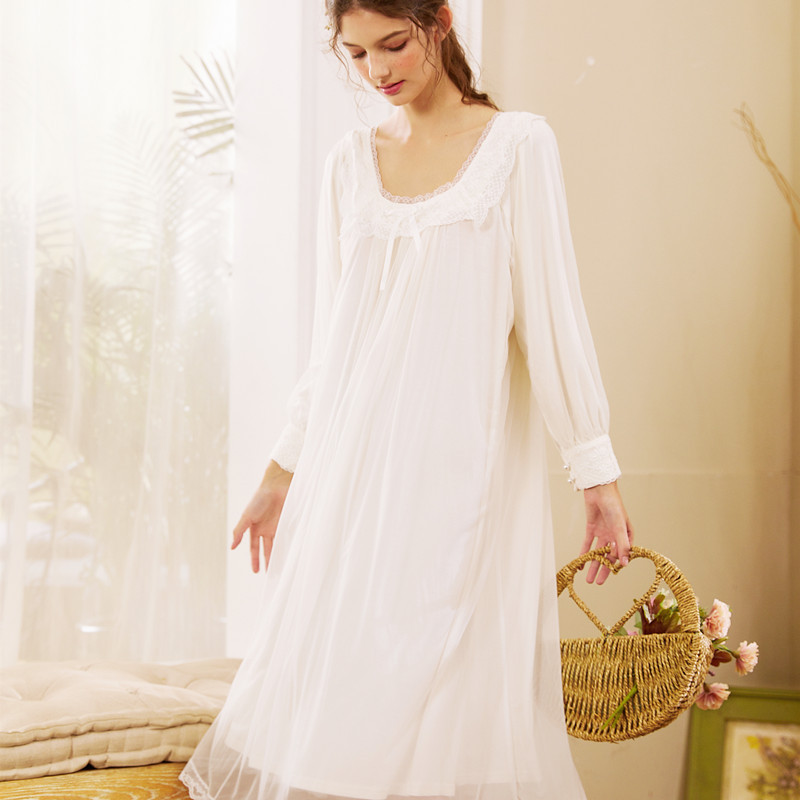 

Roseheart Women Fashion Female White Pink Sexy Sleepwear Nightdress Lace Nightwear Sleepshirt Nightgown Sleepwear Luxury Gown