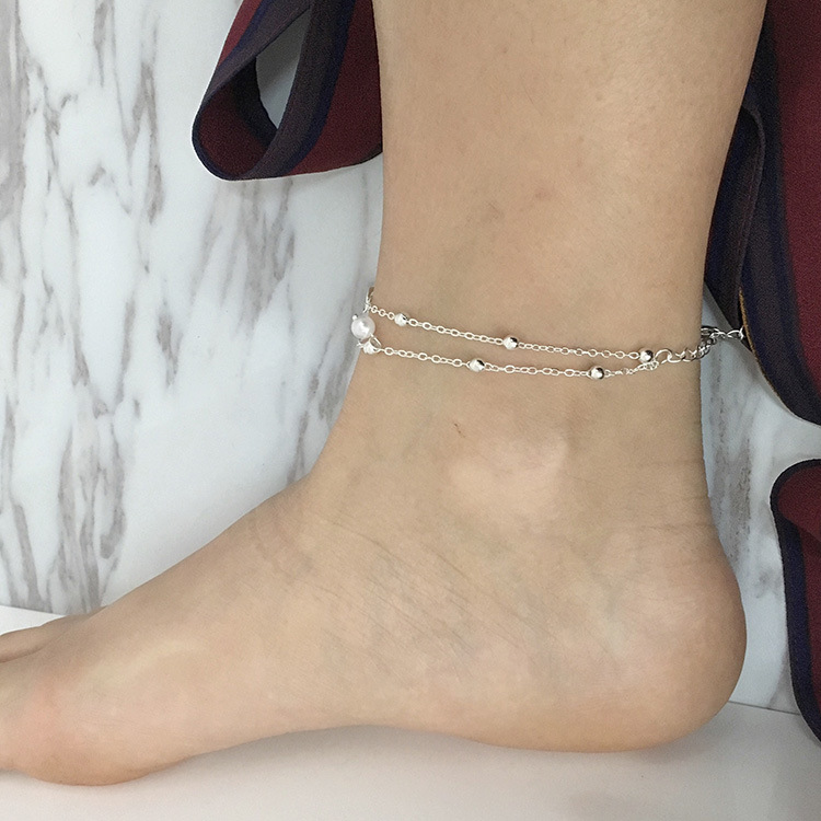 

Vintage Fashion Summer Beach Anklet Bracelet Infinity Foot Jewelry Pearl Bead Gold Silver Chain Anklets Foot Chain for Women DHL Free