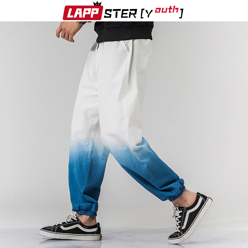 

LAPPSTER-Youth Men Korean Gradient Joggers Pants 2020 Mens Harajuku Streetwear Hip Hop Sweatpants Ankle-length Track Pants 5XL, White