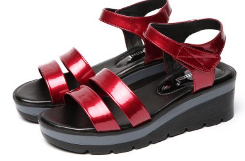 

2019 Women's Sandals in Summer with New style Slope heel Thick bottom @54, Black