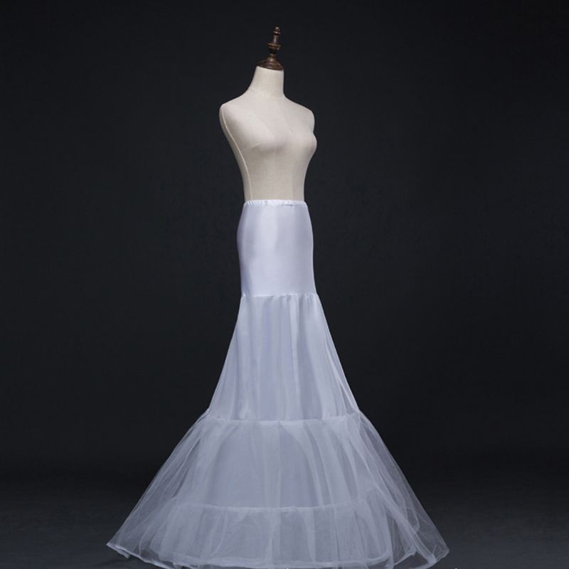

Women 2 Layers Fishtail Petticoat Crinoline with Tulle Netting A-Line Floor Length Underskirt Half Slip for Bridal Wedding Dress, Black