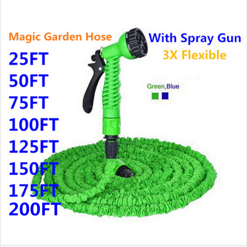 

HOT SALE Expandable Magic Flexible Garden Hose To Watering With Spray Gun Garden Car Water Pipe Hoses Watering 25-200FT, Green