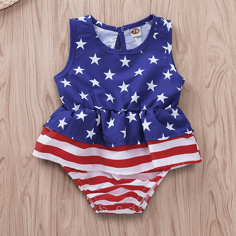 4th July Toddler Baby Kids Girl Star Stripe Casual Dress Party Princess Dress US