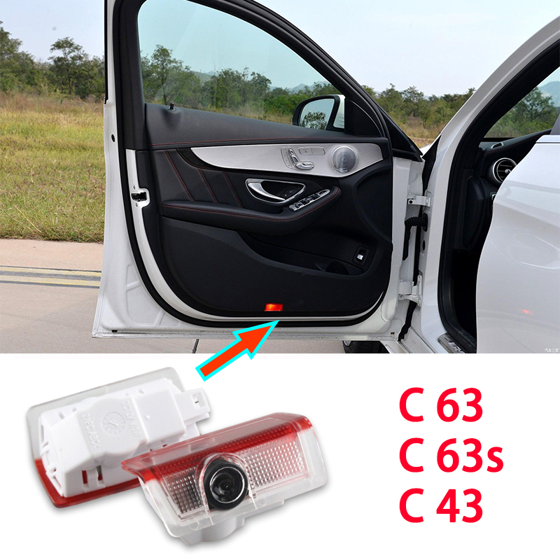 

2X Led car door light For /// AMG C63 Coupe c63s C43 4MATIC Cabriolet Mercedes Benz Logo Laser Projector Light Accessories