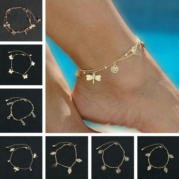 

Women Anklet Beach foot Chain body Jewelry Butterfly Dragonfly anklets Girl Barefoot Sandals Ankle Bracelet luxury designer feet bracelets
