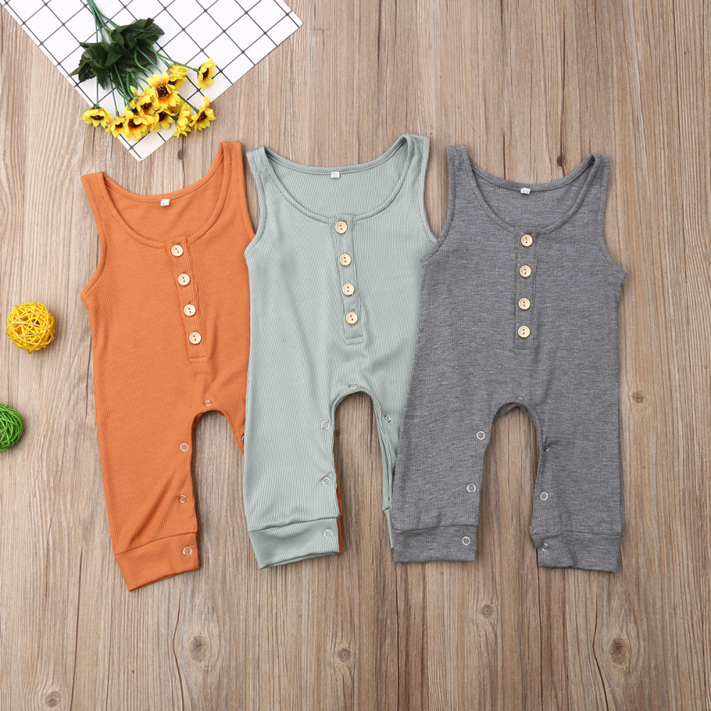 

Toddler Infant Baby Boys Clothes Sleeveless Romper Jumpsuit Bodysuit Outfits, Gray