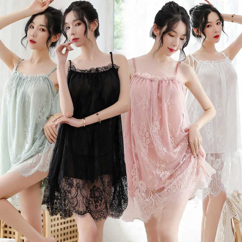 

New women fashion long section sexy lingerie sling temptation sexy lace ladies pajamas nightdress, Black
